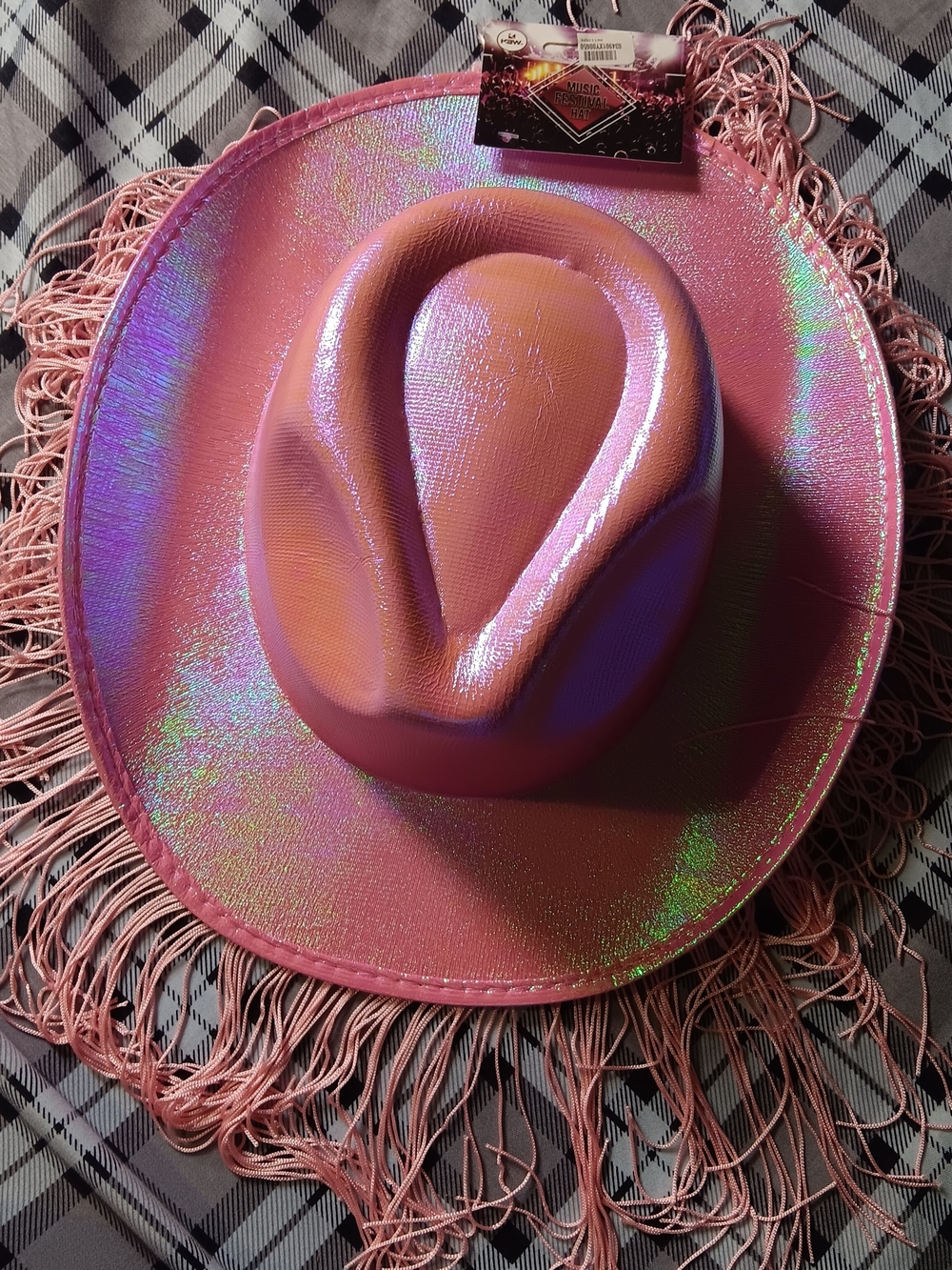 NWT Pink Iridescent Fringe Cowboy Hat - Women Accessories